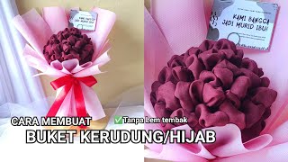 IDE KADO HIJAB KERUDUNG SEGI EMPAT | KADO HARI IBU GURU | CARA MEMBUAT BUKET KERUDUNG HIJAB