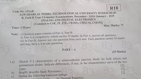 B.Tech(2-1) R18(Analog and Digital Electronics) Dec-24/Jan-25 JNTUH Question Paper.