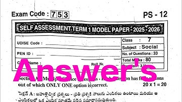 7th class Social Studies 🔑 SA-1 Real Key Solutions 2025-26 || Self Assessment Term 1 Model Paper