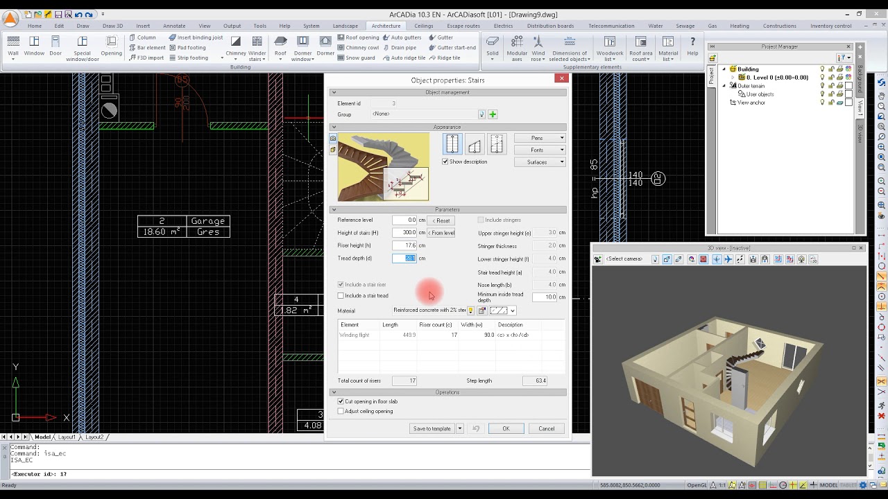 ArCADia-ARCHITECTURE [07] - Defining stairs | CAD/BIM software - YouTube