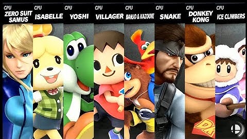 Zero Suit Samus VS Isabelle VS Yoshi VS Villager VS Banjo Kazooie VS Snake Donkey Kong Ice Climbers