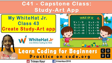 Whitehat Jr Class 41 - Capstone Class: Study-Art app