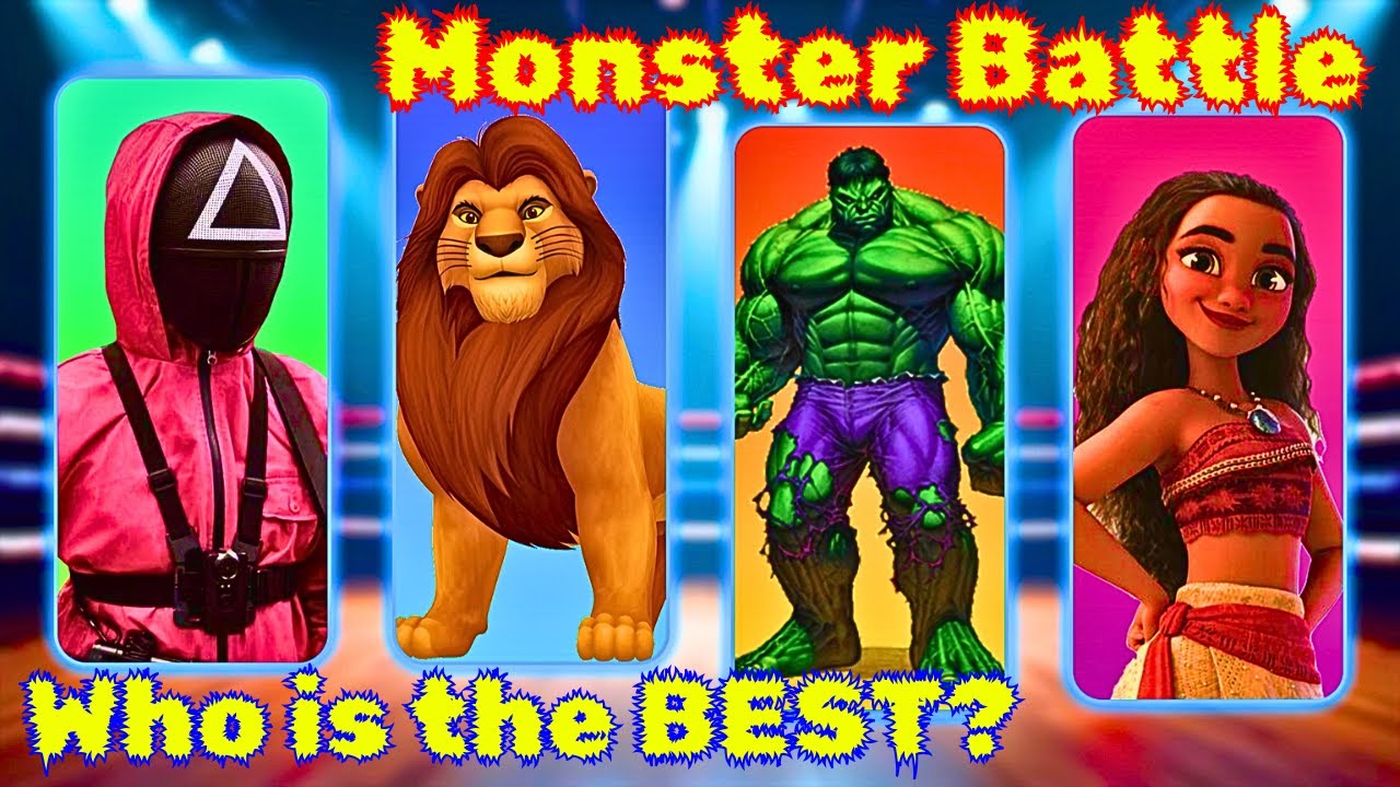 🔥 MONSTER BATTLE: SQUID GAME vs THE LION KING vs THE INCREDIBLE HULK vs MOANA! 💥 Who Will Win?