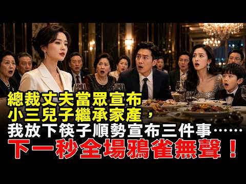 總裁丈夫當眾宣布小三兒子繼承家產，我放下筷子順勢宣布三件事……下一秒全場鴉雀無聲！   #夫妻关系 #小三 #情感 #婚姻 #老年生活