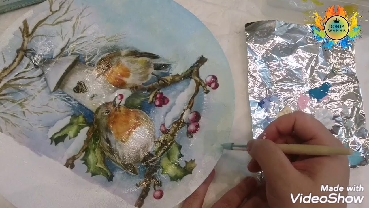 ديكوباج علي صحن بتاثير الثلج