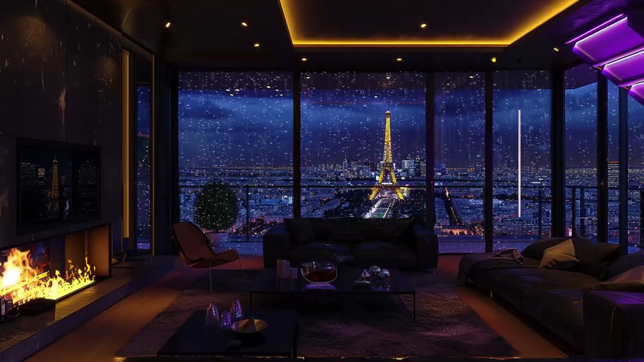 Warm Fireplace ASMR for Deep Sleep and Full Relaxation | Midnight Rainfall Over Quiet Streets