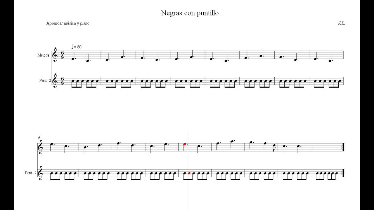 Negra con puntillo. Compás 6/8. Teoría práctica,