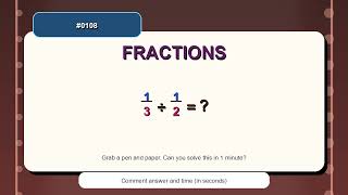 1/3 ÷ 1/2 =  | 1-Minute Fractions Practice | Dividing Fractions