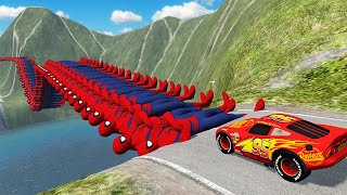 SPIDER-MAN Bridge VS LIGHTNING MCQUEEN and ANGRY MONSTER SHARK'S STORY