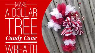 How To Make a Dollar Tree Candy Cane Wreath / Decorate for Christmas