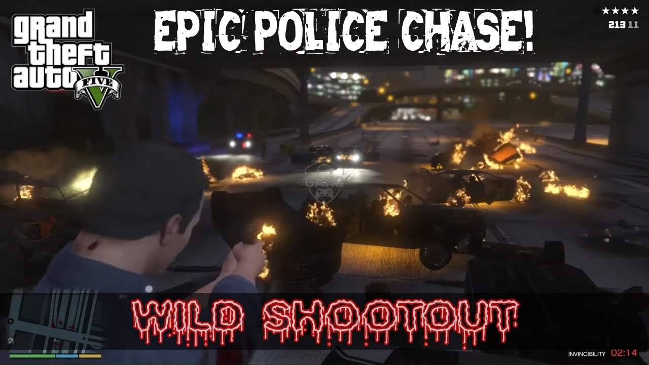 GTA V Gameplay | Epic Police Chase & Wild Shootout | GAHQ - YouTube