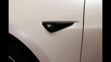 carbon fiber chrome delete for Model 3 side cameras / turn signal and front T emblem