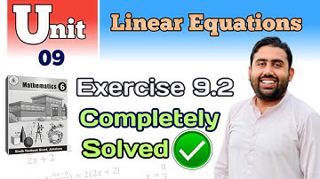 Unit 09 | Linear Equations | 9.2 exercise solved | Class Six Sindh Text