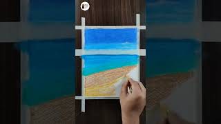Beach Scenery Drawing Oil Pastel Drawing