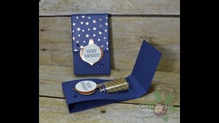 Merci Matchbook
A quick little favor that holds a Merci chocolate. I used products from Stampin Up!s Brightly Gleaming suite, but this can be altered easily for any occasion! Merci Matchbook