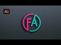 Professional fa logo illustrator design tutorial  stepbystep fa logo design in illustrator