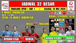 Jadwal Thailand Open 2024 Hari Ini Day 1 R32 ~ DEGLO vs THAILAND ~ RELIS vs KOREA ~4 Wakil INDONESIA
