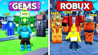 GEM vs ROBUX Units in Toilet Tower Defense!