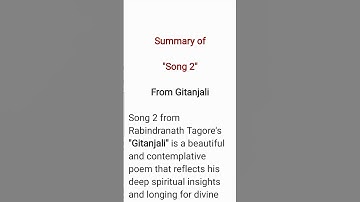 Song 2 Summary  From Gitanjali