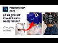 Adobe Photoshop 2020 Kıyafet değiştirme, desenli bir kumaşın manken üzerinde nasıl durduğunu görmek