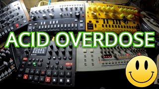 ACID TECHNO OVERDOSE // Roland TR09 // two Behringer TD3MO // Syntakt #acid  #techno  #303 #rave