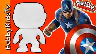 Captain America Play-Doh Funko Blank Build! Mystery Mini Bobble Head Blind Box HobbyKidsTV