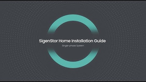 SigenStor Installation - Single Phase