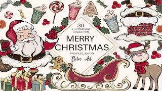 Merry Christmas Clipart Santa Claus Templates | Template PSD