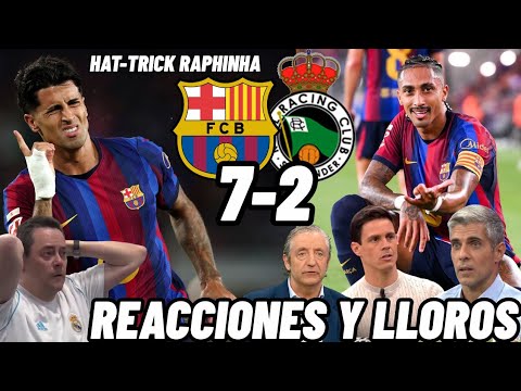 FC Barcelona 7 Racing de Santander 2 - Madrid Reactions and Tears - Raphinha Hat-trick