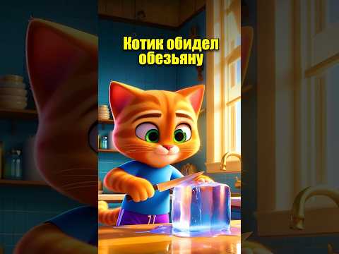 Котик обидел обезьяну #dalle3 #chatgpt #aiart #aicat #cats #ai #кот #юмор #ии #мультик #мем