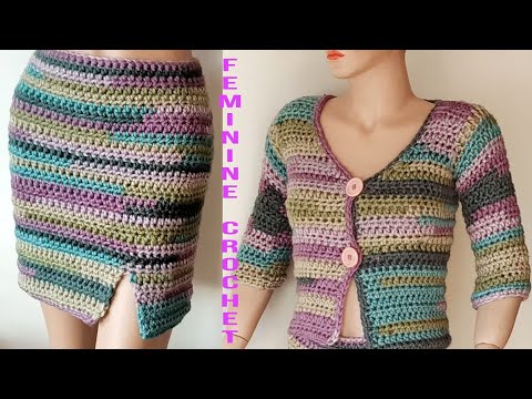 How To Crochet Cardigan And Skirt/Easy Crochet #diy