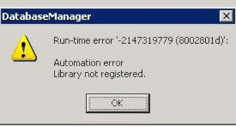 Runtime error -2147319779 (8002801d) automation error library not registered || in excel error windo