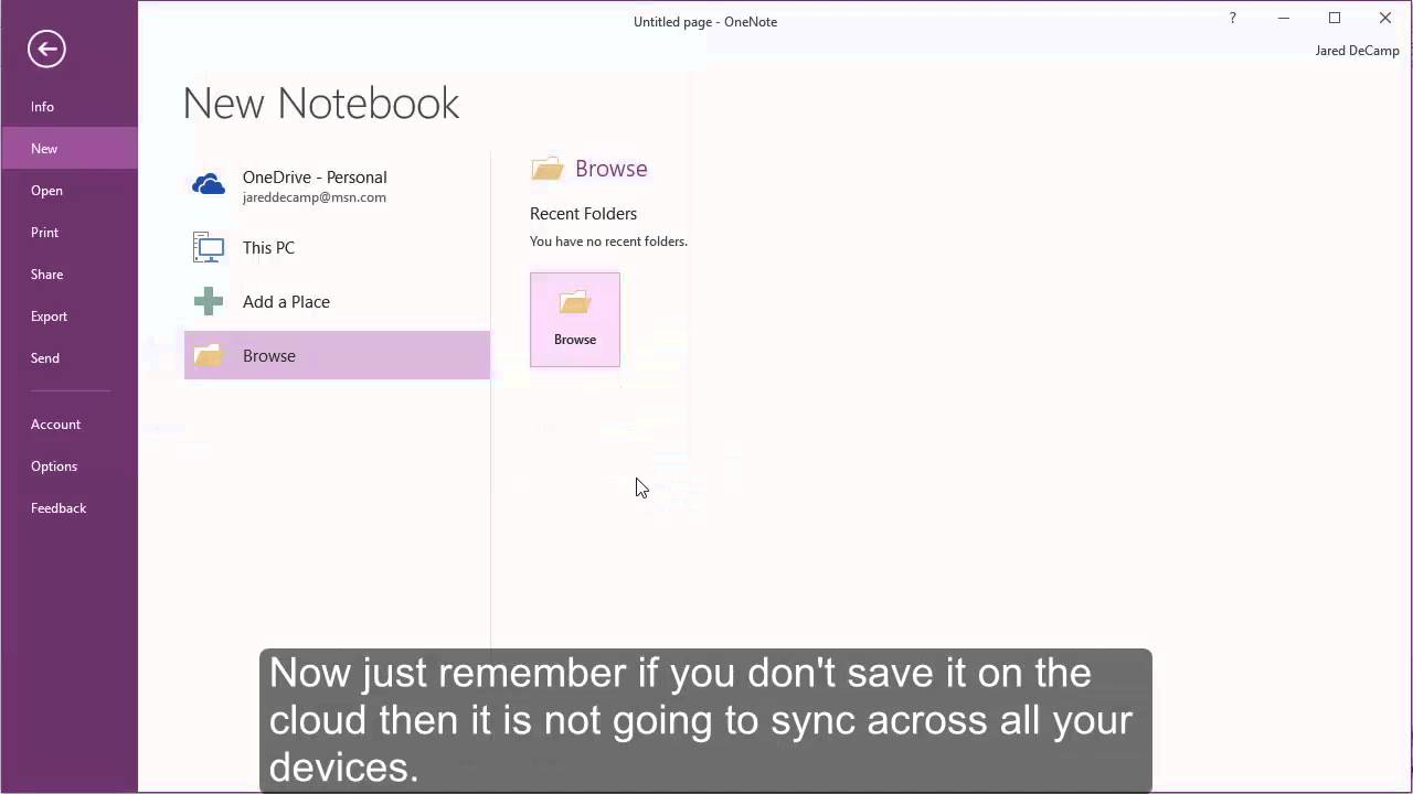 onenote new notebook