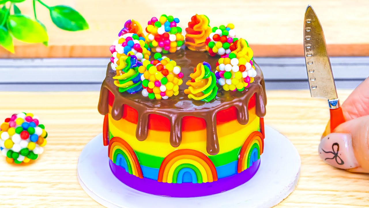 Amazing Miniature Rainbow Chocolate Drip Cake Decorating 🌈 Tiny Rainbow ...