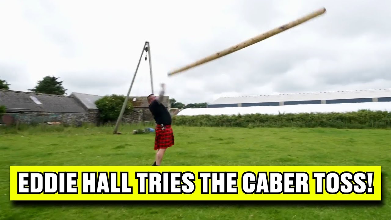 Eddie Hall Tries The Caber Toss Highland Games - YouTube