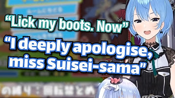 Smug Pekora challenges Suisei in tetris and is forced to bow down to her later