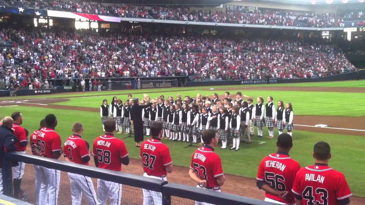 MBCA students singing the National Anthem at the Braves game YouTube