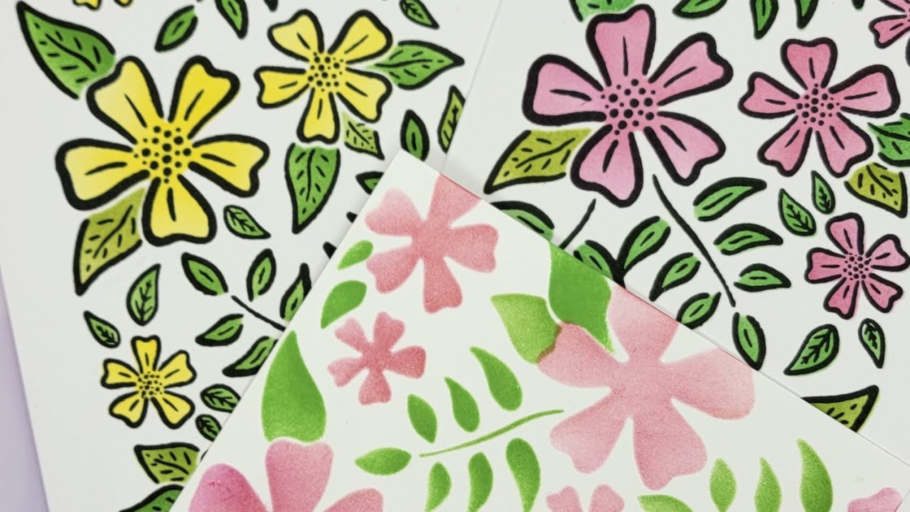 New Slimline Bold Blossoms layered stencil by Simon Hurley Create & 5 New Ink Colors