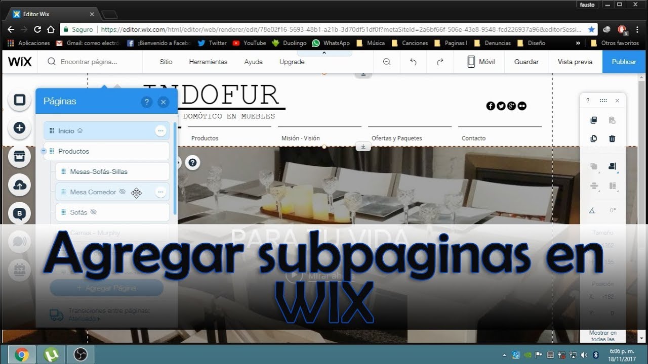 Cómo Agregar Paginas y Subpaginas en WIX YouTube
