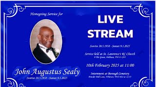 John Anthony Sealy Funeral in 10th February 2025 at 11:00