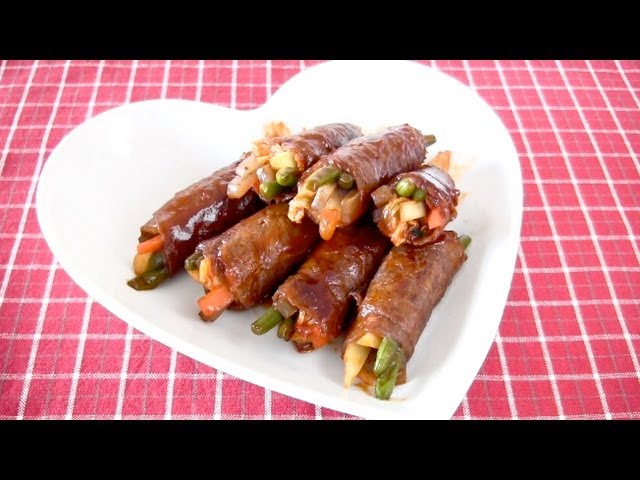 Vegetable Teriyaki Beef Rolls (Korean Style) Recipe 韓国風肉巻き照り焼き (レシピ) | ochikeron