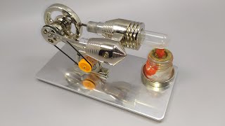 فتح علبة و مراجعة محرك ستيرلينغ صغير من الفولاد المقاوم للصدأ  Stirling Engine Motor