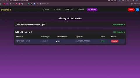 DocShield – Blockchain Powered Secure Document Sharing System | Project Demo 2025