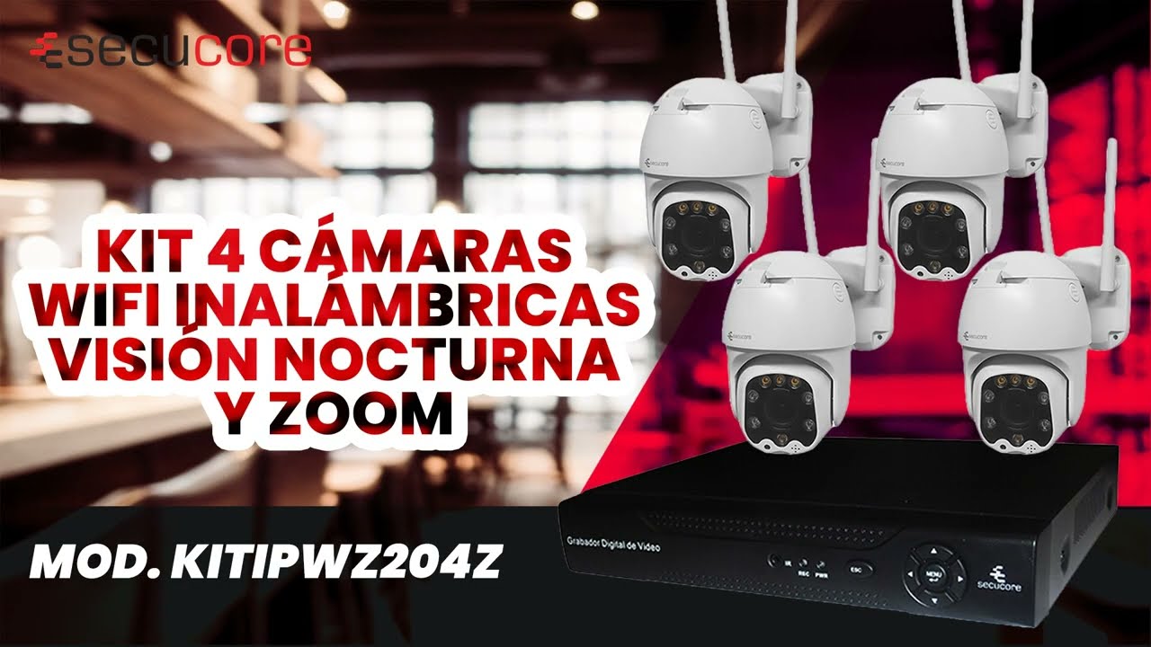 KIT 4 CÁMARAS WIFI INALÁMBRICAS VISIÓN NOCTURNA Y ZOOM SECUCORE