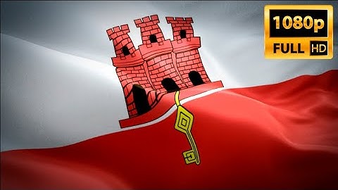Gibraltar‎ flag video waving in wind. Realistic Europe Flag background. Gibraltar flag Full HD