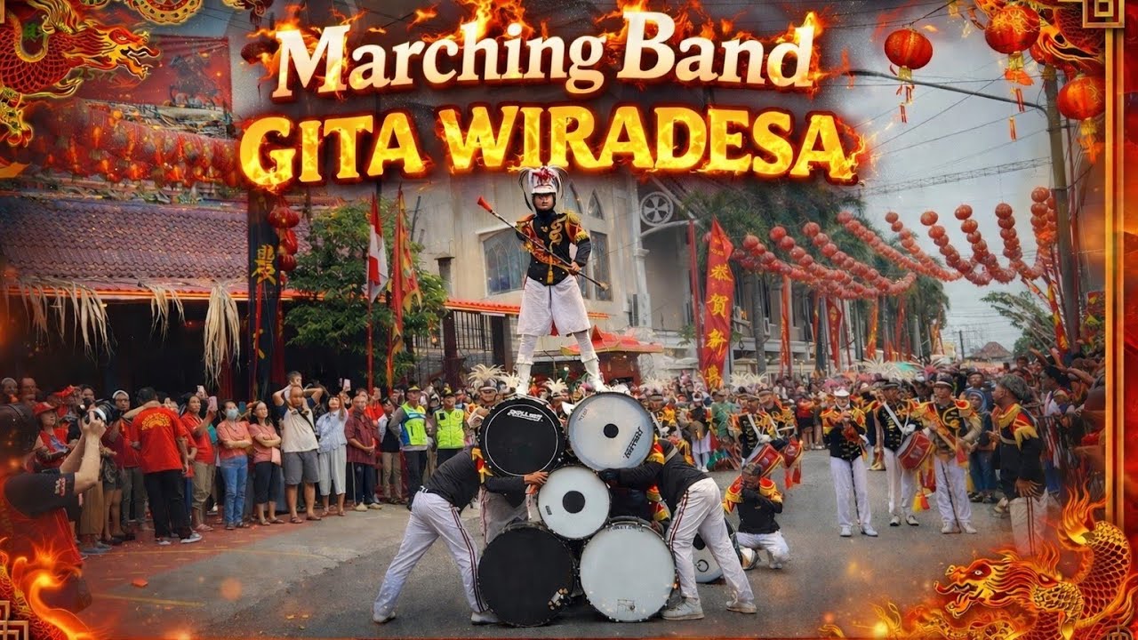 Keren‼️Display Marching Band GITA WIRADESA di depan Klenteng Po An Thian Kota Pekalongan 2026