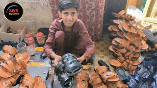 Beautiful Shoes Making process in small One Room Factory run by young boys | @Superskillspk