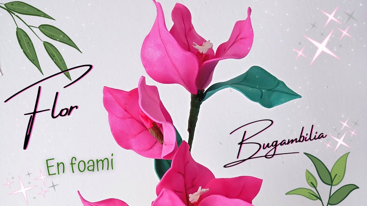 Cómo hacer Bugambilias en foami🌸 flor de bugambilia en fomi paso a paso