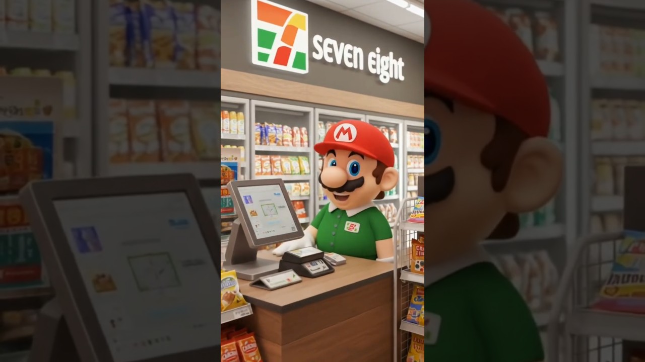 スーパーマリオのマリオはコンビニエンスストアでアルバイトを始めました