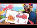 Fire Truck Coloring Pages - Draw and Color Fire Truck and Firefighter /w Colored Markers